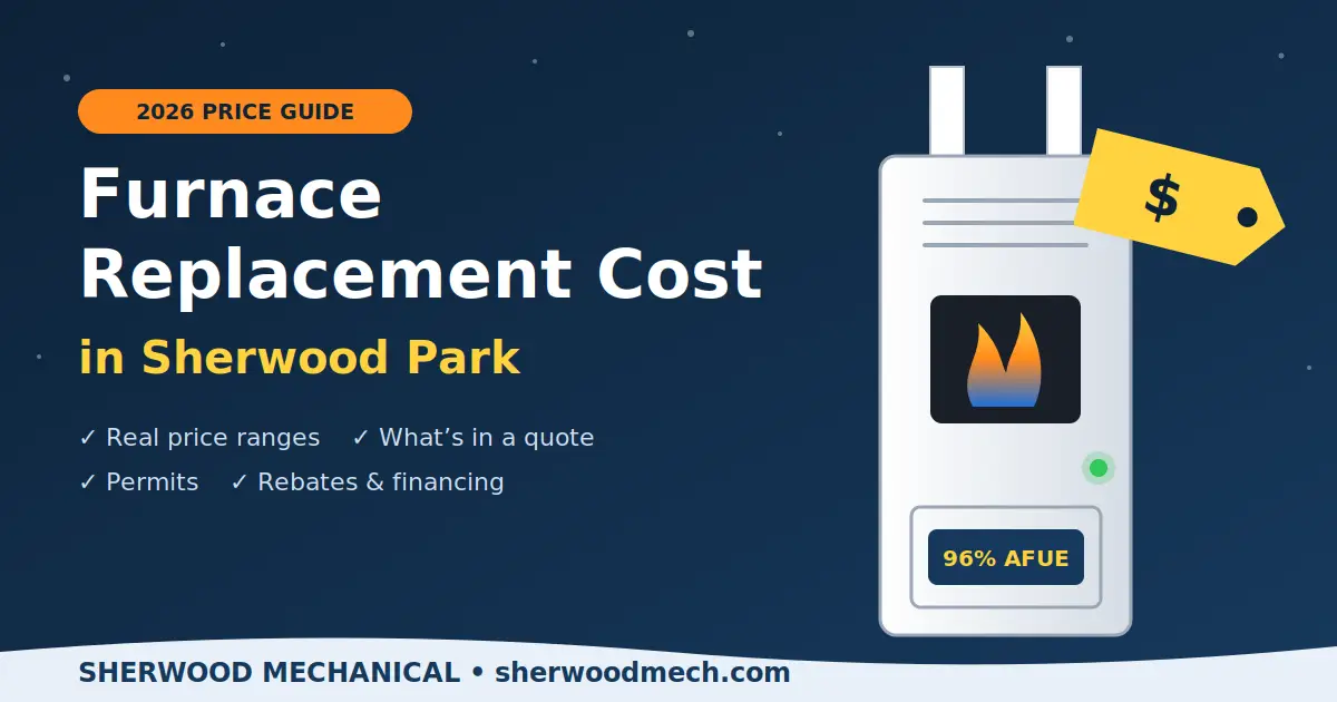 How much does a new furnace cost in Sherwood Park in 2026? See real price ranges, what's included in a quote, permits, rebates, financing, and how to avoid surprise costs this winter.
