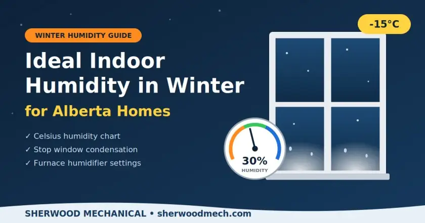 Ideal indoor humidity in winter for Alberta homes – humidity chart and furnace humidifier settings by Sherwood Mechanical